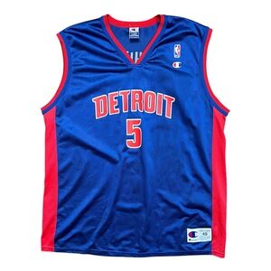 Vintage Champion Detroit Pistons Signed Rodney White NBA Basketball Jersey - XL